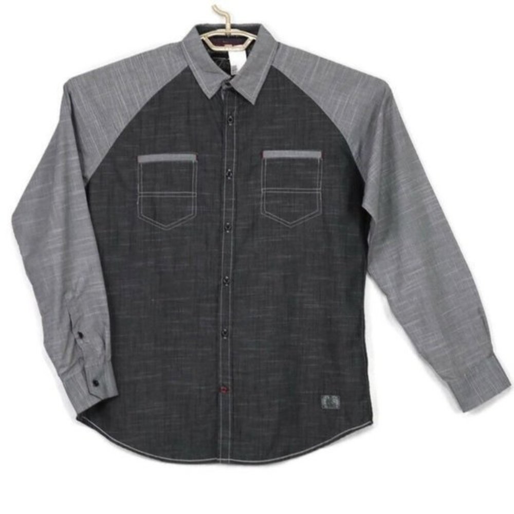 Tranquility &‎ Mayhem Shirt Gray Chambray Long Sleeve M Medium